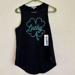 Tipsy Elves Black Muscle Tee with Green Graphic